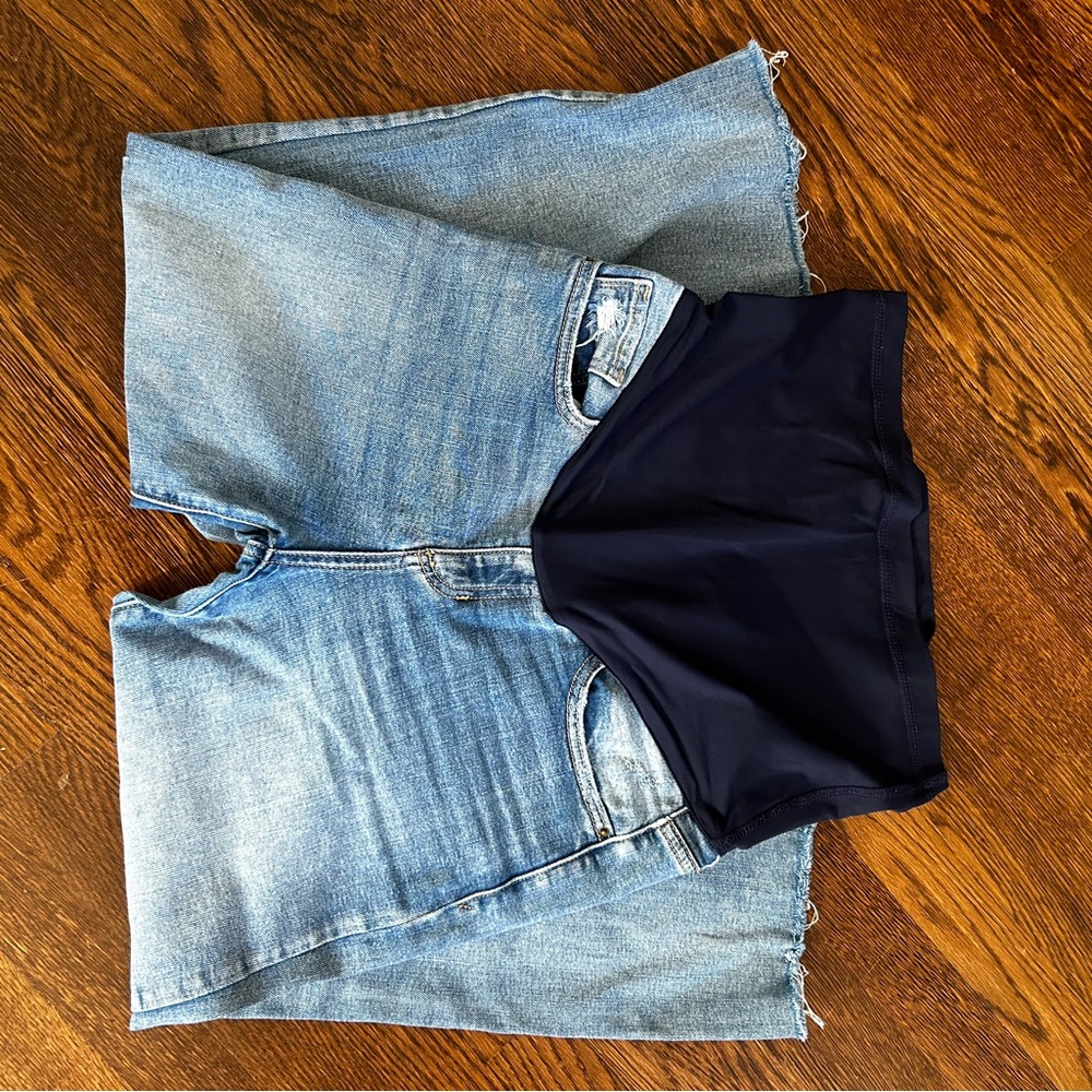Pink Blush Blue Straight Leg Frayed Hem Maternity Jeans